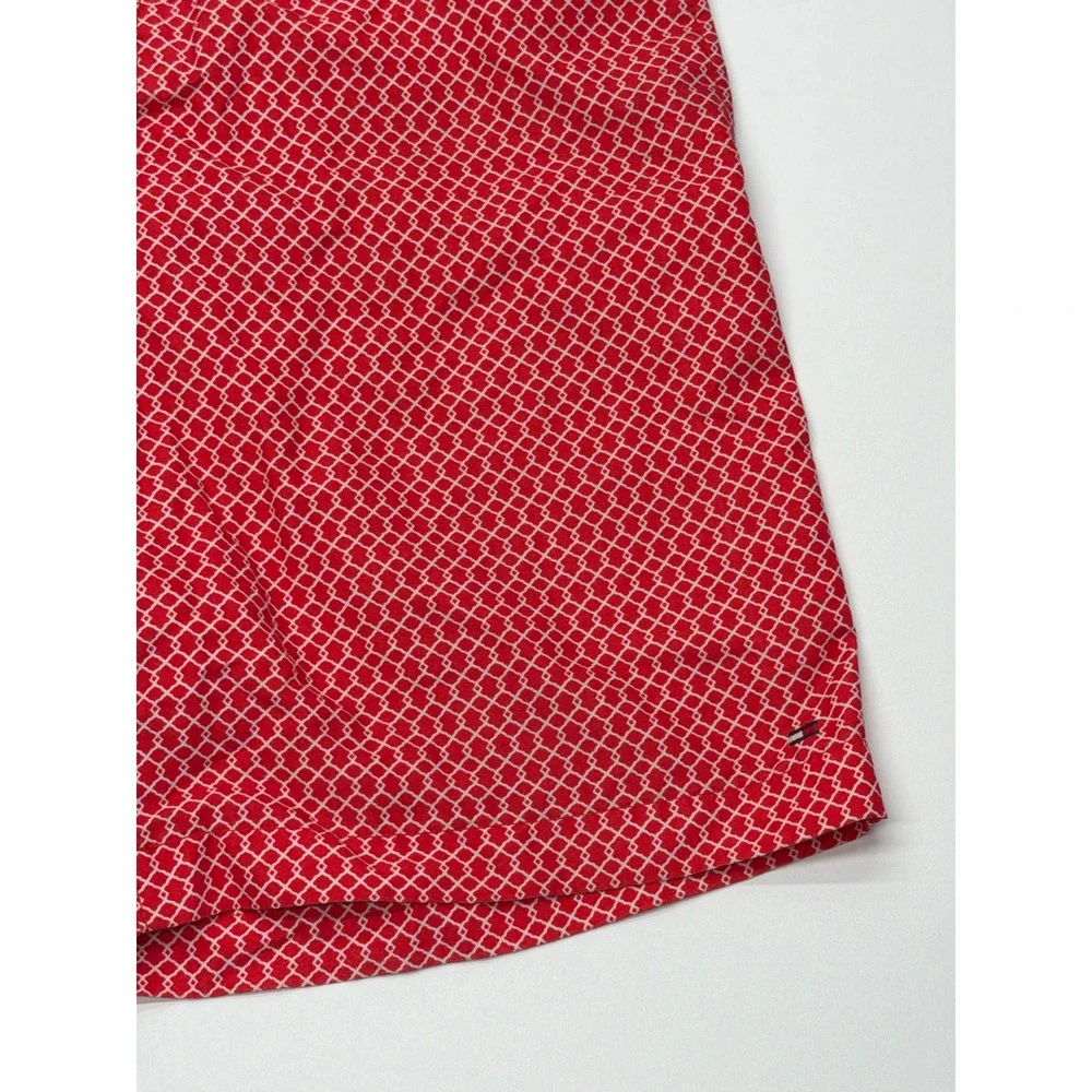 Tommy Hilfiger Mens Red Geometric‎ Diamond Swim Trunks Board Shorts Size Large